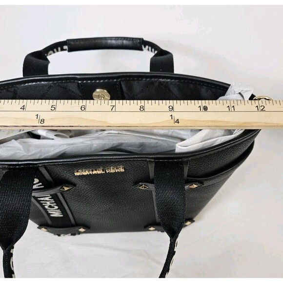 Nwt Michael Kors Crossbody Black pebbled leather Sm. Open Tote Snap Closure - Picture 10 of 13